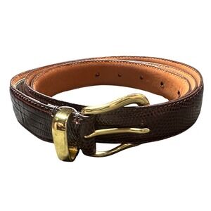 Jos A Bank Mens‎ Genuine Leather Lizard Embossed Belt Brass Buckle Size 44